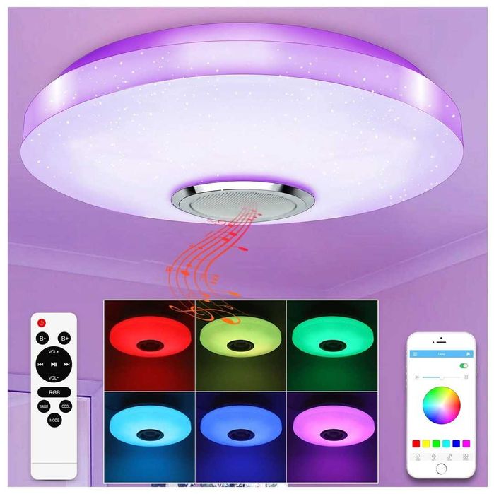 Lampă de tavan LED RGB de 56W cu difuzor Bluetooth