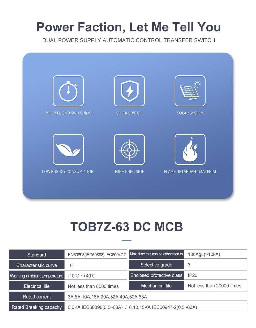MCB / Siguranta automata DC 16A 20A 25A pentru sistem fotovoltaic