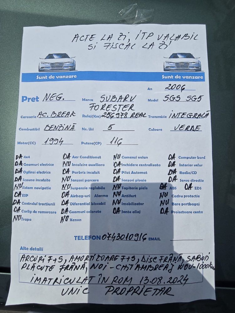 Vand subaru forester