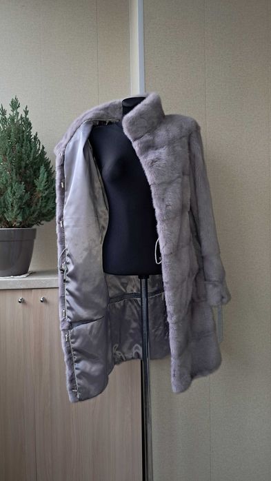 Haina blana vizon , Haină blană nurcă ,  Culoare safir  4in1, Noua!