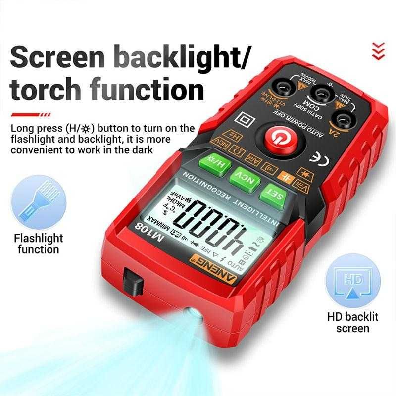 Multimetru smart digital ANENG M108 Antisoc DC(V), DC(A), AC(V), AC(A)