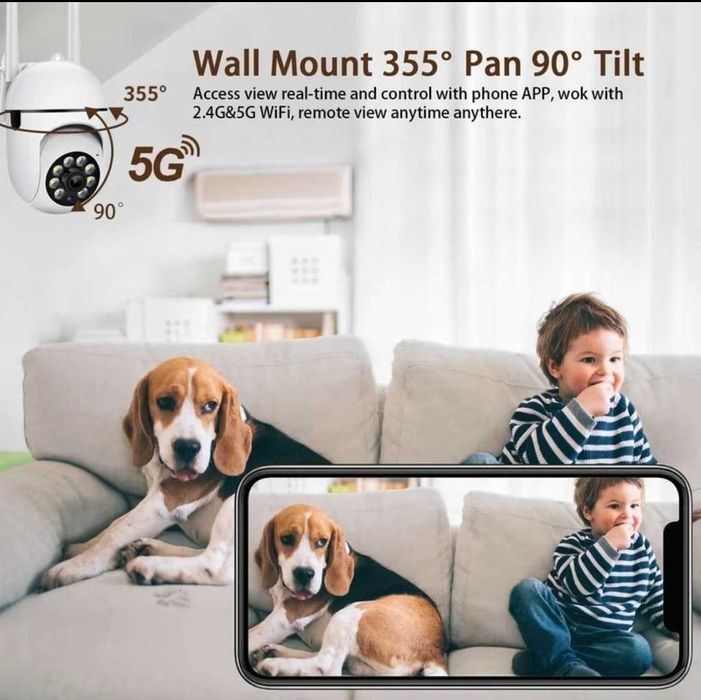 Camera De Supraveghere 2K 2.4G & 5G Video WIFI. Alb. Card 32gb inclus.