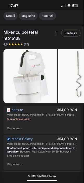 Tefal Mixer powermix 500W