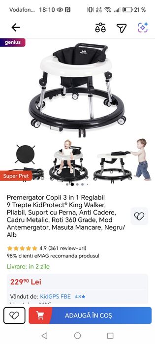 Premergator Copii 3 in 1 Reglabil 9 Trepte KidProtect® King Walker, Pl