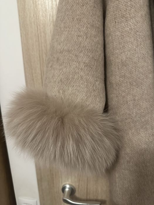 Palton din lana 100/100 cu blana vulpe