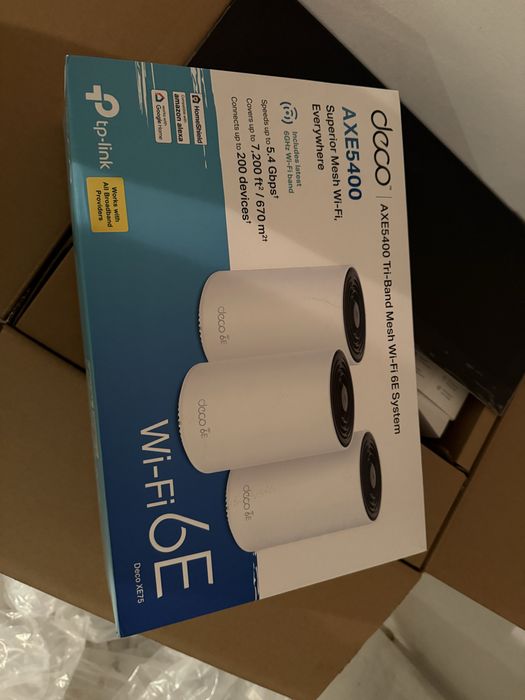 Продавам 3-бройна мултирутер система TP‑Link Deco XE75 (Wi-Fi 6E)