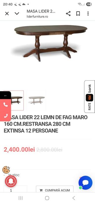 Masa lemn masiv  12 persoane cu 4 scaune