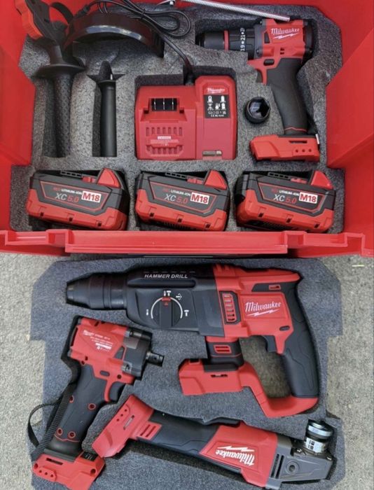 Оферта! Професионален Комплект Milwaukee M18 (4 Инструмента + 3 х