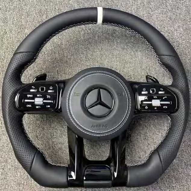 Mercedes AMG спортен волан – Перфорирана кожа & Контрастен шев 2018–22