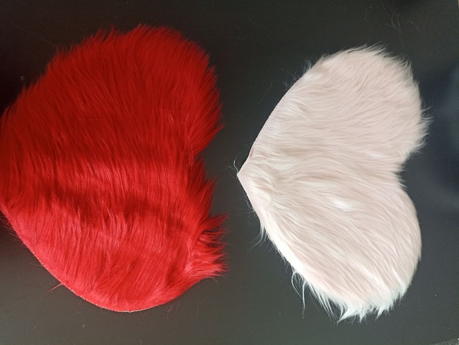 Set covorase inimioare/inimi roz-rosu pufoase copii/adolescenți