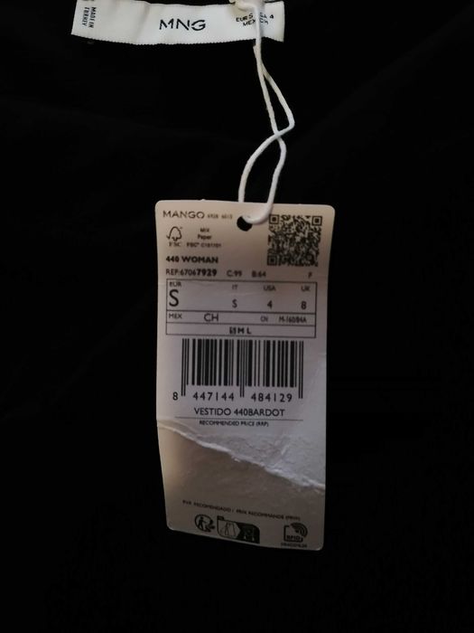 Къса черна рокля Манго, размер S, нова с етикет