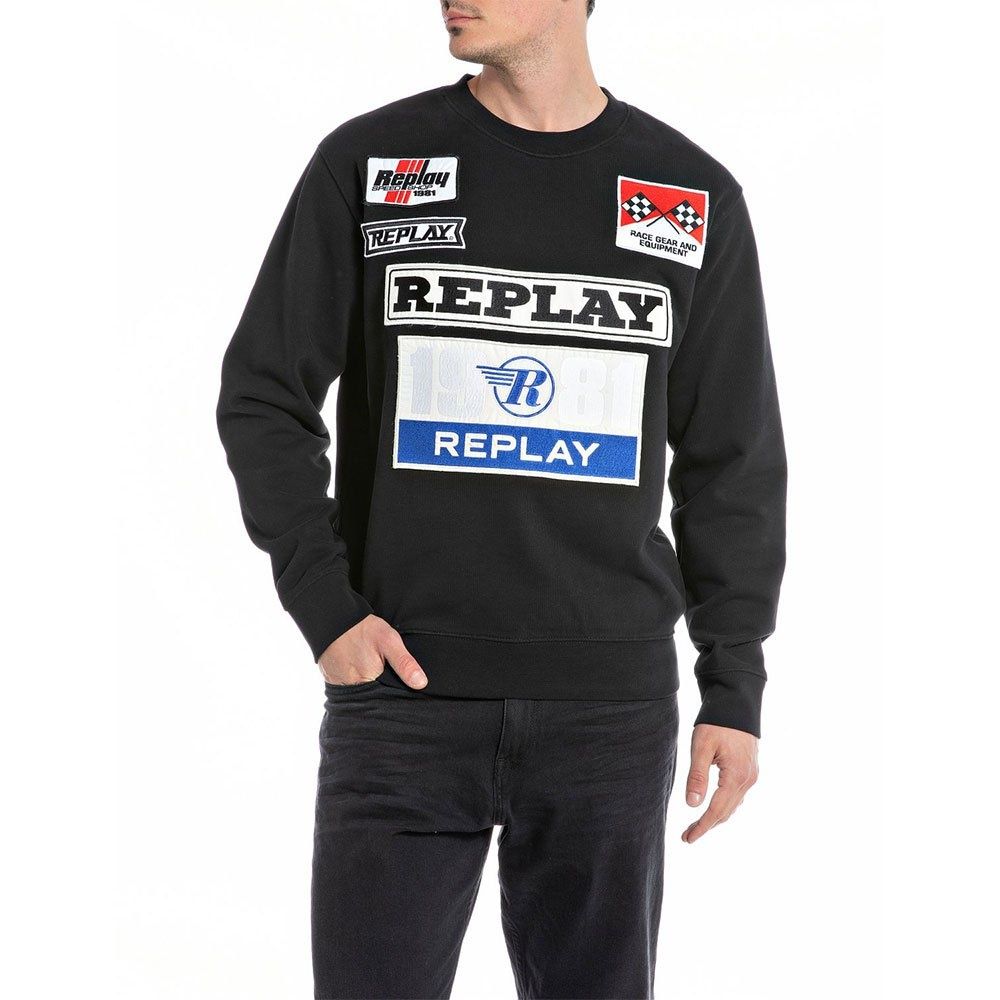 УНИКАЛЕН суичър REPLAY S нов мъжки блуза черен реплей премиум