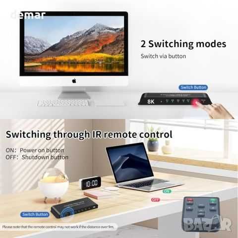 HDMI превключвател 4 порта 8K 60Hz HDMI превключвател 4 входа -1 изход