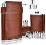 Butelca/sticla metalica/ Inox si Piele, 236Ml, Transport GRATUIT