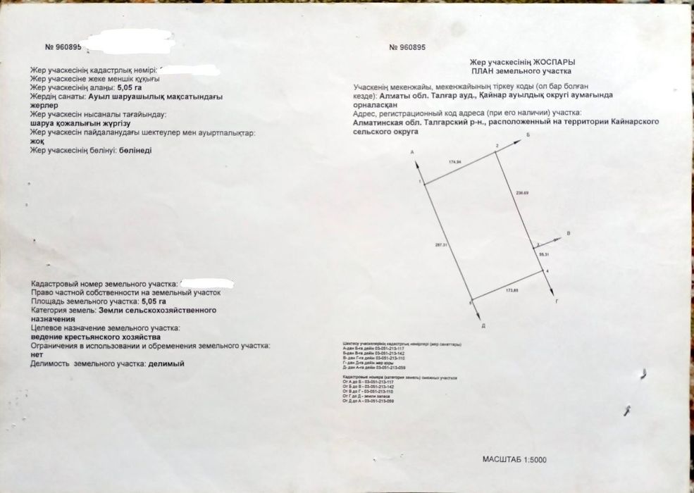 Продам земельный участок 5.05 гектаг