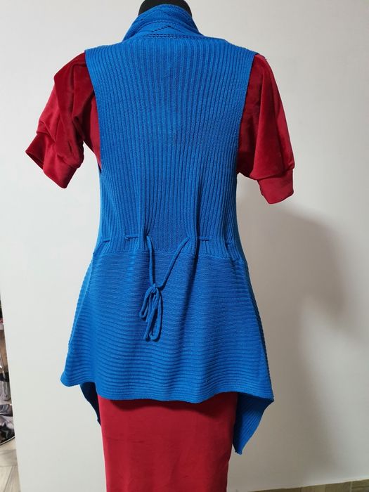 Vesta bumbac handmade, albastru electric pentru rochii, fuste, blugi;