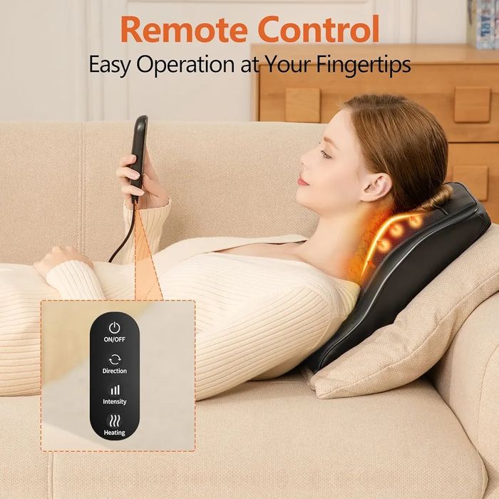 Масажна шиацу възглавница с топлина за дом или автомобил. Brelley