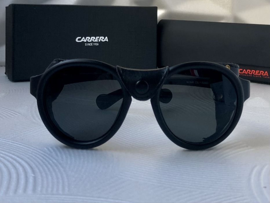 Мъжки слънчеви очила с кожа кръгли carrera 2 цвята черни сини