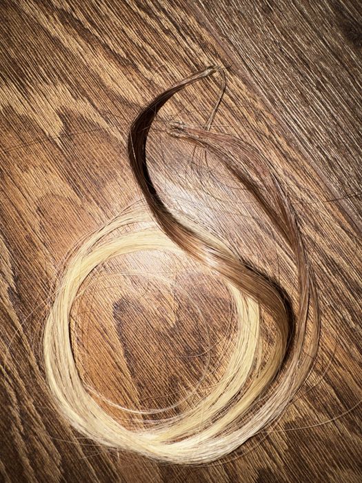 100% естествена коса на кератинови кичури!Балеаж,платинено русо!