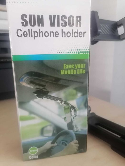 Suport auto pentru telefon cu prindere pe parasolar