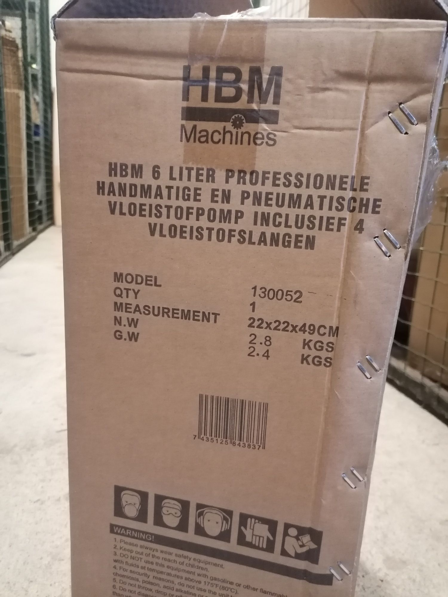 Пневматична помпа за източване на масло HBM H130052, 5.8-8 бара, 6 л