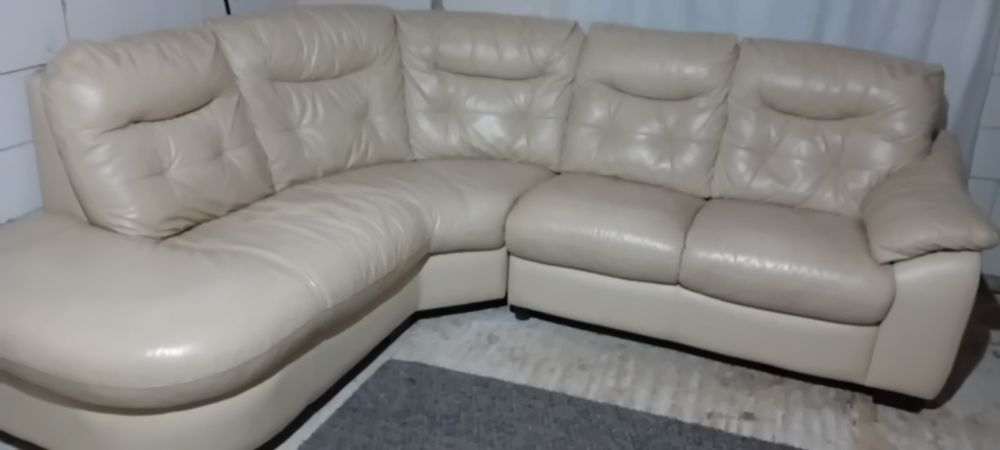 Colțar piele crem ,fix