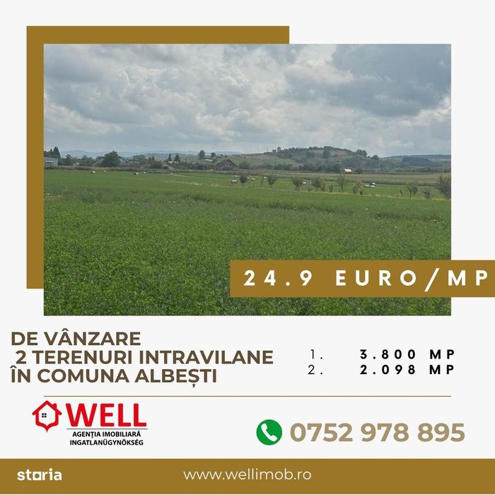 De vânzare 2 terenuri intravilane în comuna Albești
