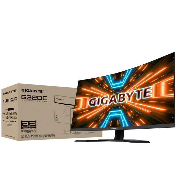 Геймърски Монитор Gigabyte G32QC-EK, VA HDR, Curved 1500R,165Hz,2K,1ms