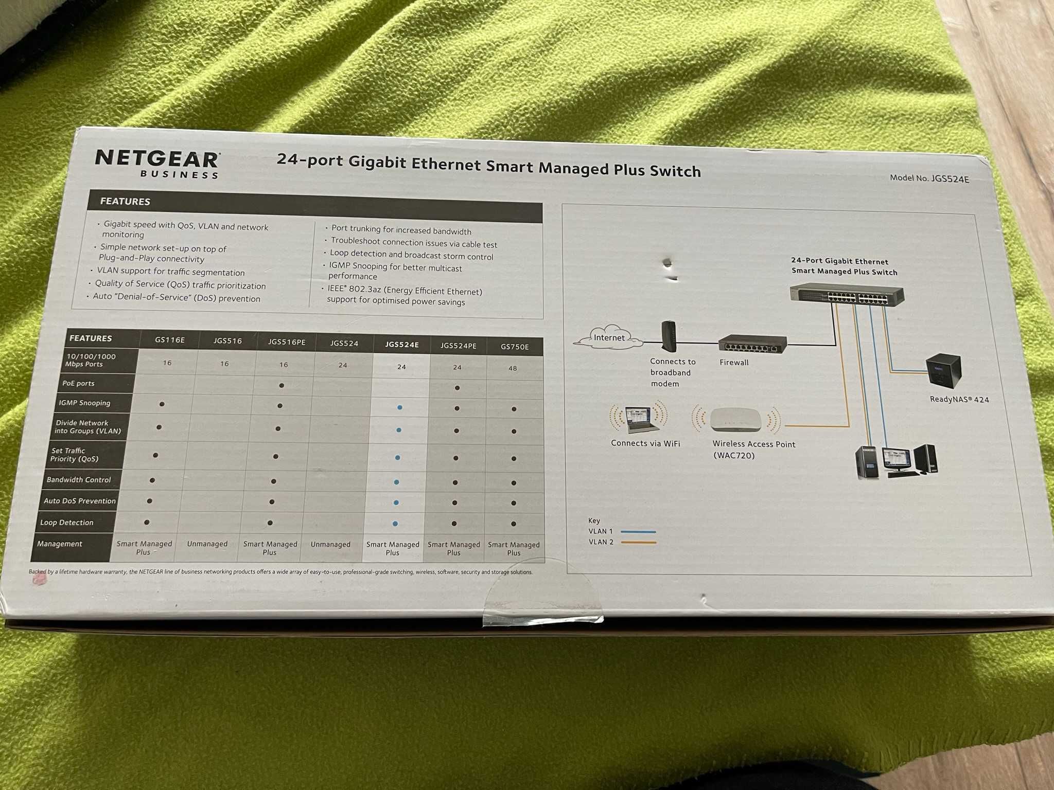 SWITCH NETGEAR 24 Ethernet Smart Managed Plus  SWITCH-JGS524E -200EUS