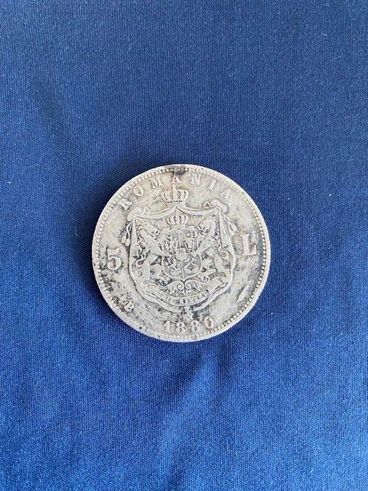 Moneda de argint 5 Lei 1880 Carol