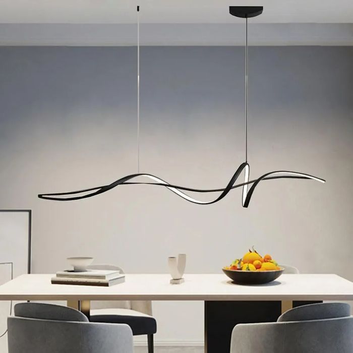 Черна LED висяща лампа за трапезария, висяща, димируема с дистанционно