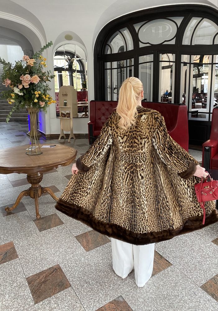 Haină din blană naturală de Ocelot (leopard)