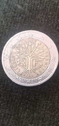 Moneda rara cu defect 2 Euro Franta 2001, Liberte, Egalite, Fraternite