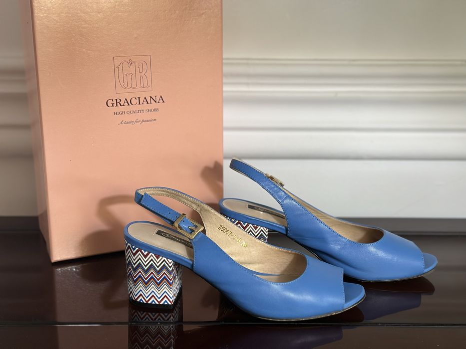 Pantofi de piele albastră - GRACIANA marimea 38