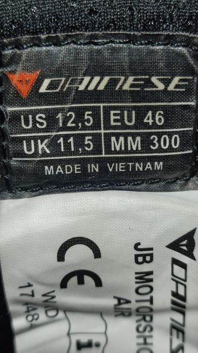 DAINESE Motorshoe Air ghete motocicletă, mărimea 46 , interior 30 cm