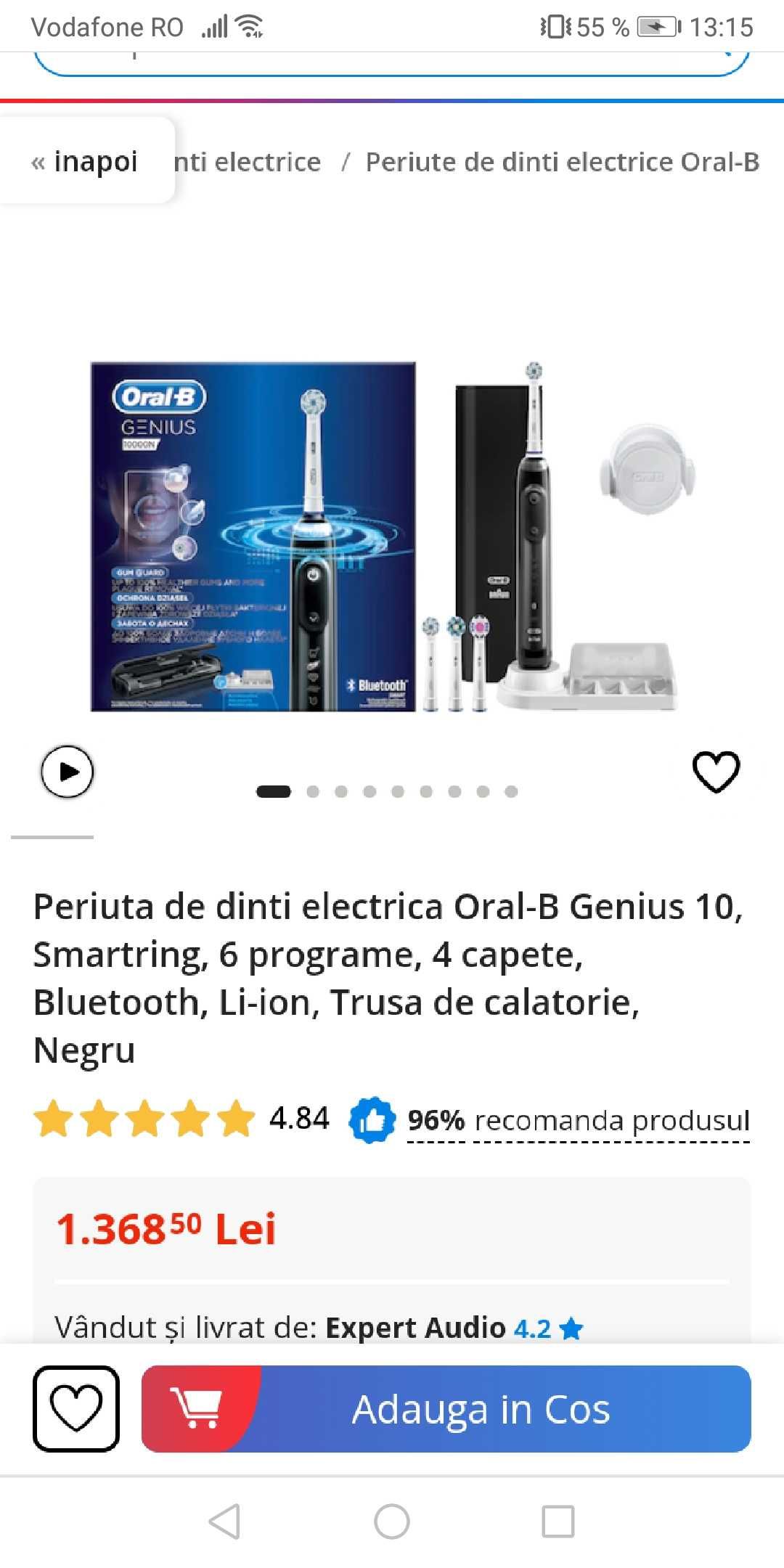 Periuta de dinti electrica Oral-B Genius 10, Smartring, 6 programe,