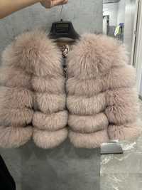 Късо палто от лисица цвят пудра размер С
