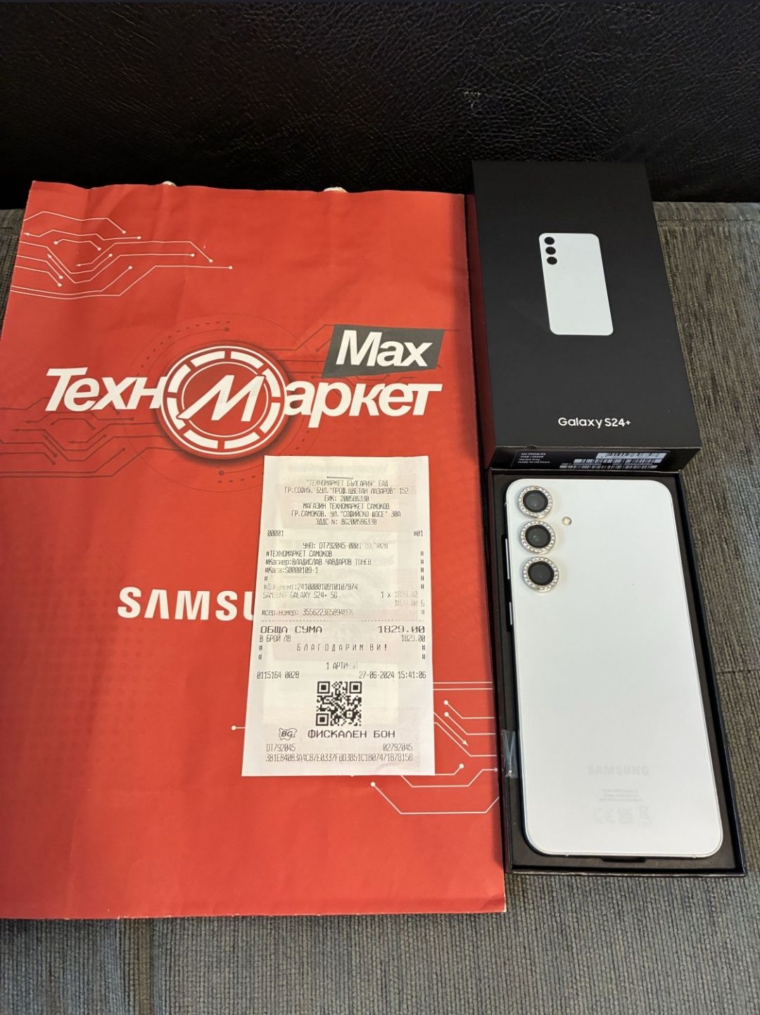 КАТО НОВ 256GB Samsung S24 Plus + Техномаркет Гаранция '26 Gray