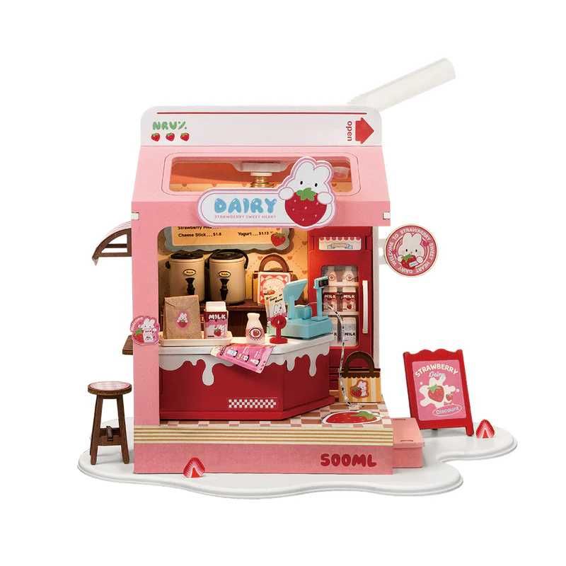 Миниатюрна къщичка Strawberry Milk Box – сладък DIY подарък за момиче