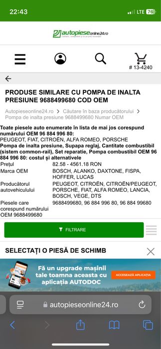 Pompa Inalta Presiune cod  9688499680