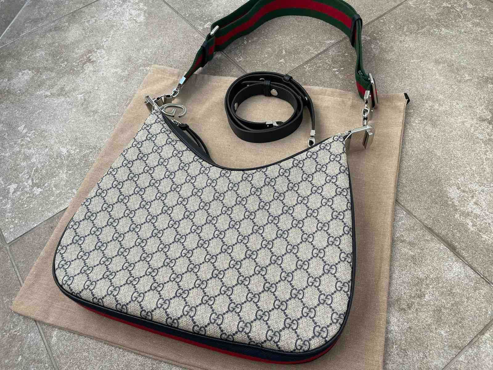 Geantă de umăr originală Gucci G-Closure Gucci Canvas Attache