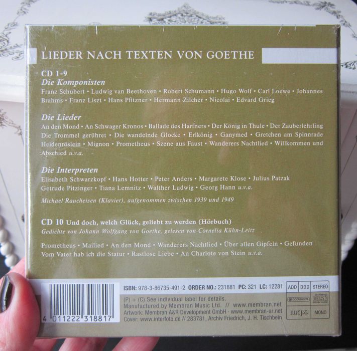 cadou rar 10xCD Beethoven, Schubert etc Cantece pe texte Goethe 2008