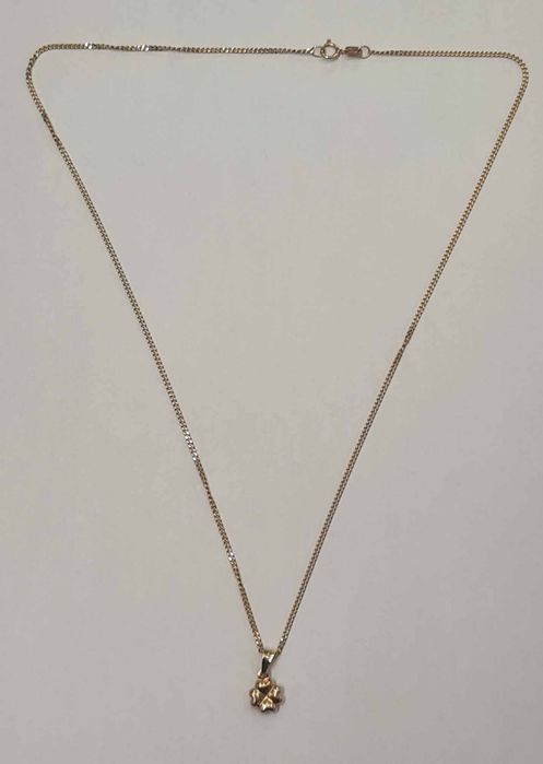 Lant si pandantiv trifoi din aur galben 14k, LAU11