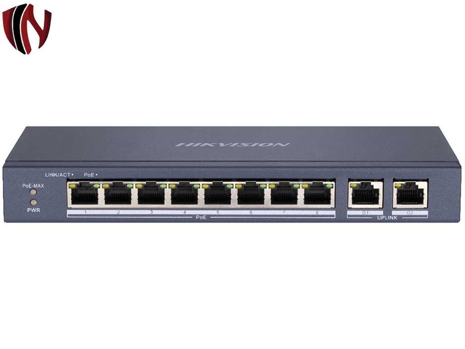 Hikvision DS-3E0310P-E/M(B) 10-портов PoE Суич, 80W