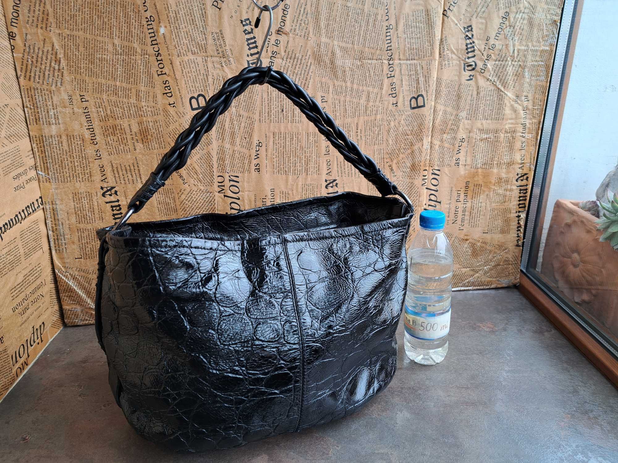 Marzia /черна лачена чанта,торба-естествена кожа