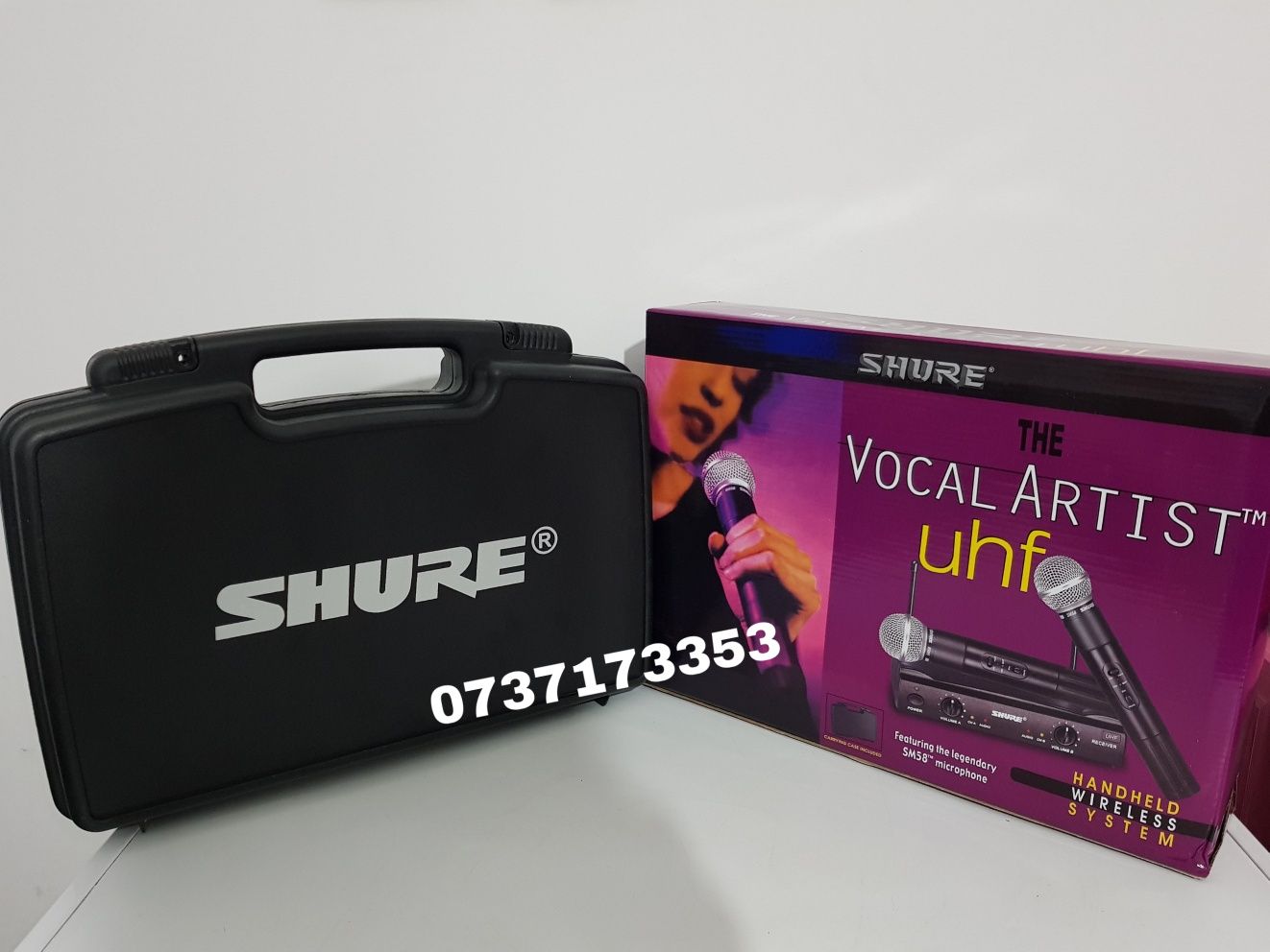 Set 2 microfoane wireless profesionale Shure SM58 valiza inclusa