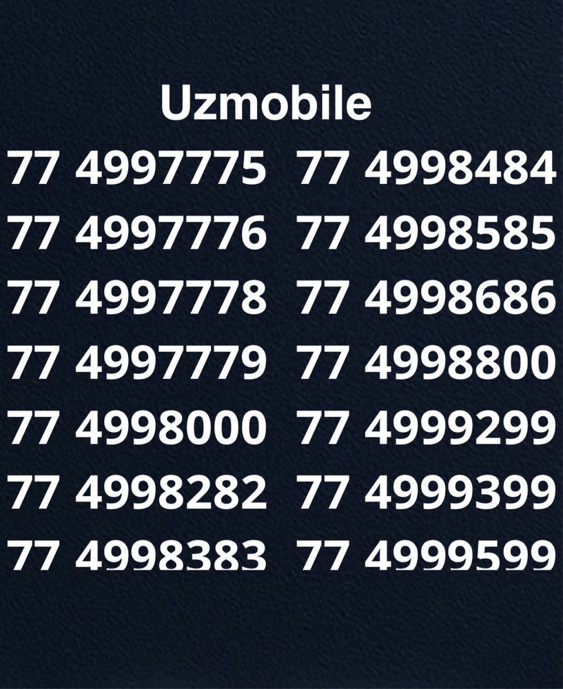 Chiroyli raqamla/ Красивые номера