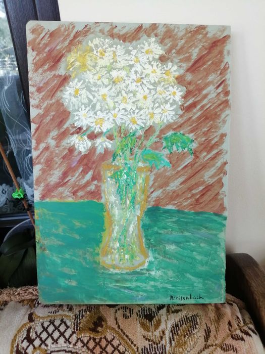 Acuarela originala Karl Meisenbach (1898 - 1976) - Vaza cu narcise