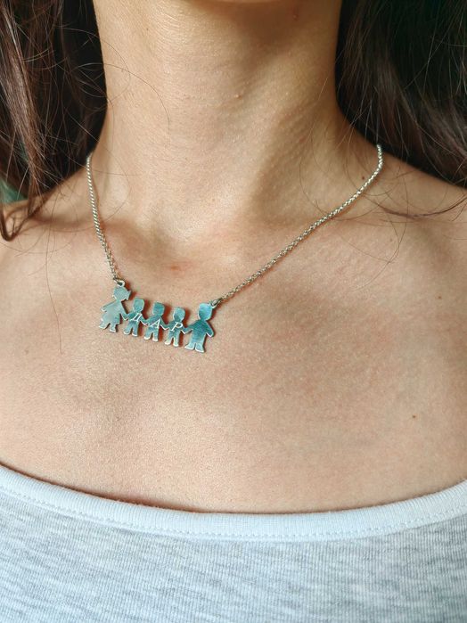 Сребърно колие, семейно колие, колие за подарък, подарък за майка