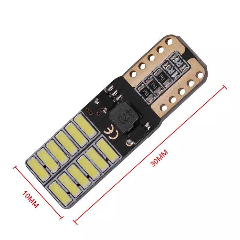 Комплект от 2 броя T10 Led ЛЕД крушки, W5W 12V, бяла светлина 6000K